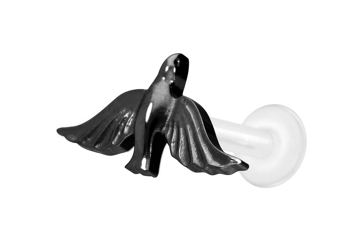 PTFE Labret Piercing mit Innengewinde + Titan-Aufsatz TAUBE